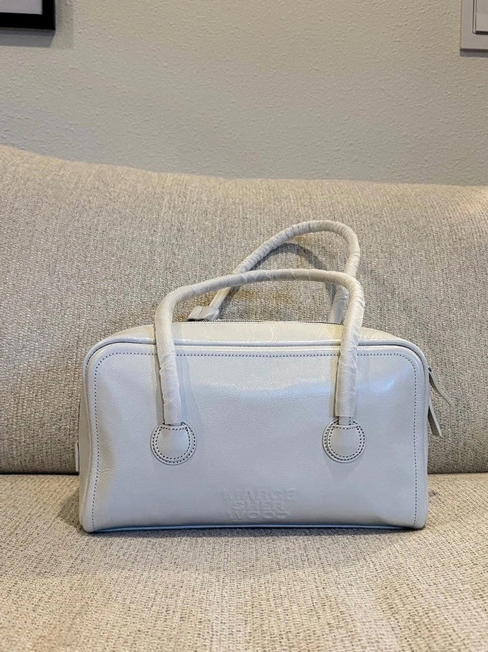 MARGESHERWOOD White Soft Boston Small Bag Leather Satchel in White NWT